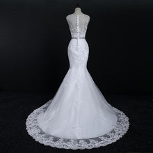 Load image into Gallery viewer, Princess Mermaid Wedding Dresses White Lace Train Plus Size Customized Wedding Gown Bride Dress WF2609