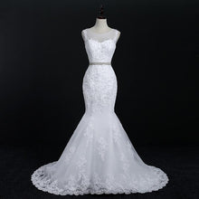 Load image into Gallery viewer, Princess Mermaid Wedding Dresses White Lace Train Plus Size Customized Wedding Gown Bride Dress WF2609