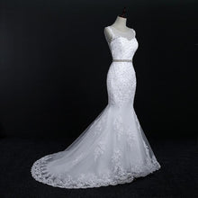 Load image into Gallery viewer, Princess Mermaid Wedding Dresses White Lace Train Plus Size Customized Wedding Gown Bride Dress WF2609
