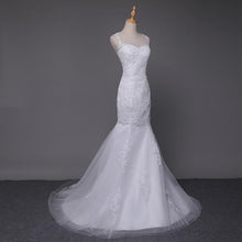 Load image into Gallery viewer, Princess Wedding Dresses Bridal Lace Mermaid White/Ivory Sleeveless Luxury Train Plus Size Customized WF2630