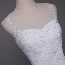 Load image into Gallery viewer, Princess Wedding Dresses Bridal Lace Mermaid White/Ivory Sleeveless Luxury Train Plus Size Customized WF2630