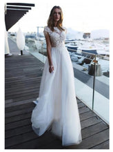 Load image into Gallery viewer, Women Wedding Dresses Bridal Beach Backless Floor Length Ivory Lace Top Bridal Gown Train Wedding Gowns WN2619